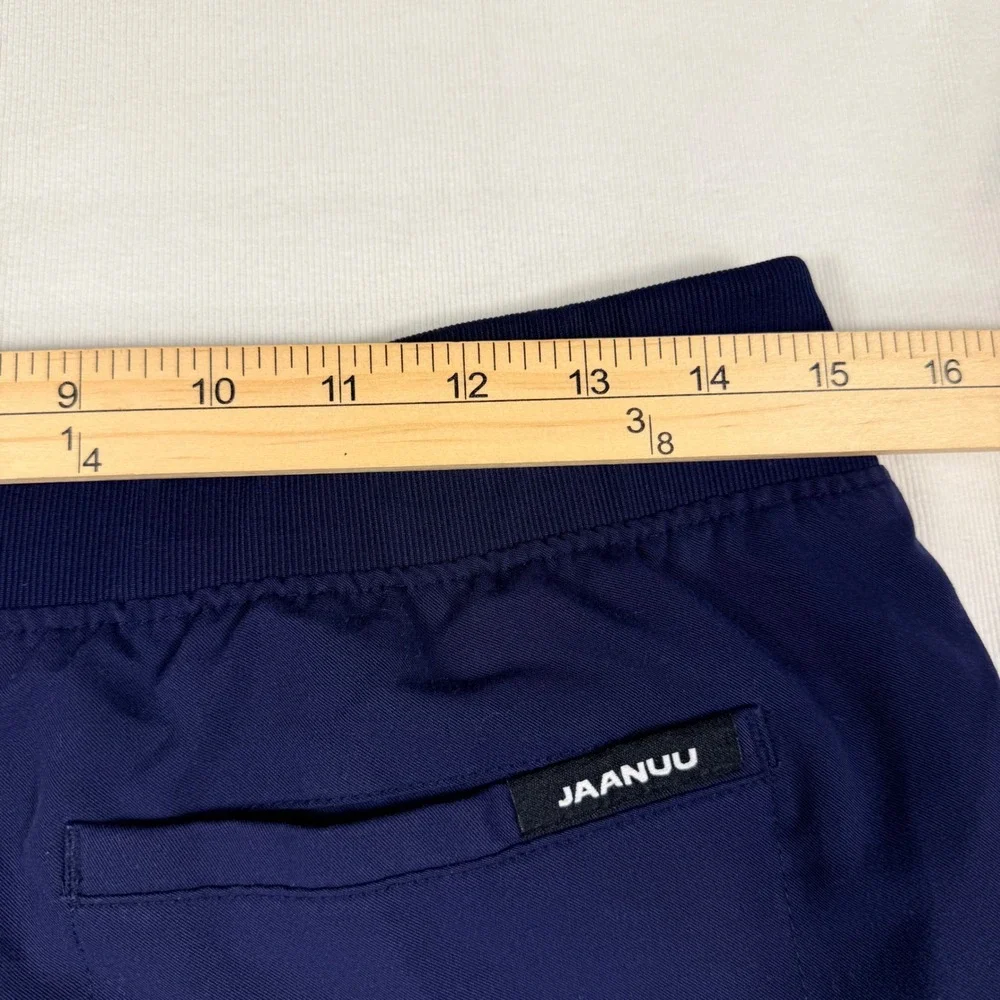 Jaanuu Scrub Set Medium Navy Blue V-Neck Top Jogger Pants Medical Uniform W10001